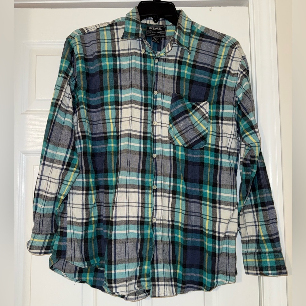 Men's Plaid Shirt in Blue and Green